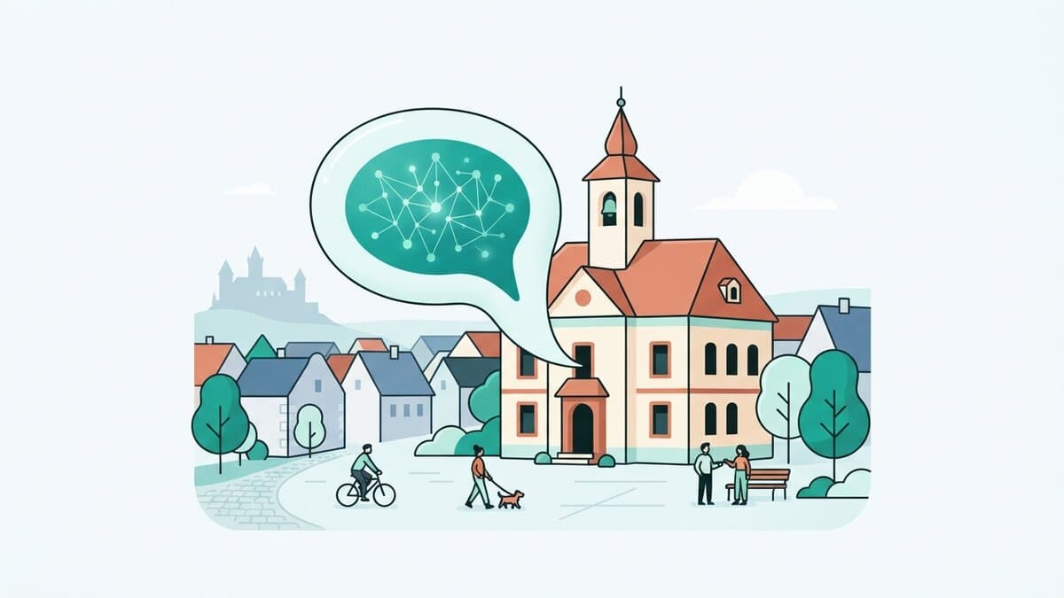 Úřednice u počítače s otevřeným AI chatem na webu úřadu