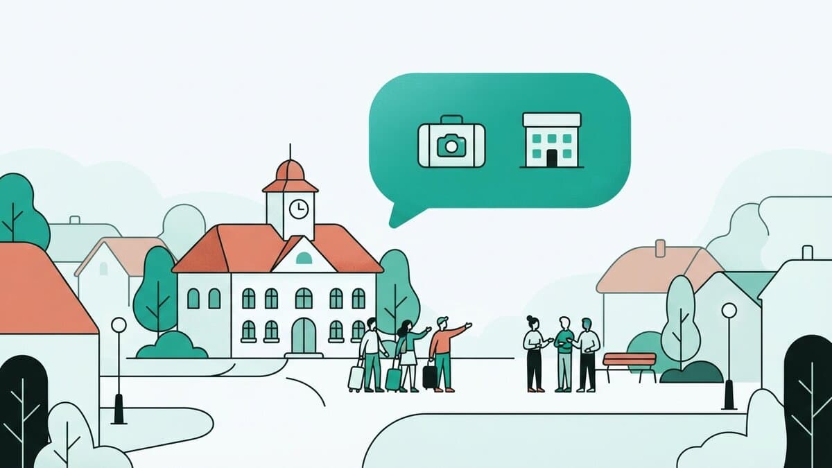 Turistická mapa a rozcestník s ukazateli na návsi malé české obce v létě